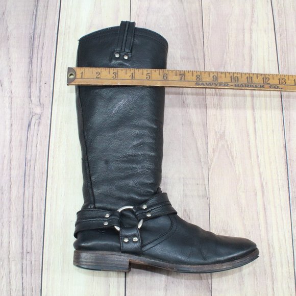 FRYE Maxine Trapunto Harness Brown Leather Motorcycle Boots Size 8 B - Picture 9 of 14